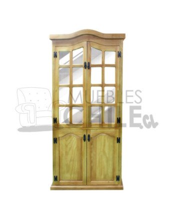 Vitrina rústica 90cm Pino Oregón con tiradores metálicos