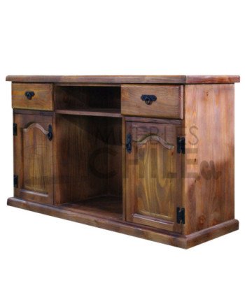 RACK RUSTICO 120CM PUERTA TALLADA