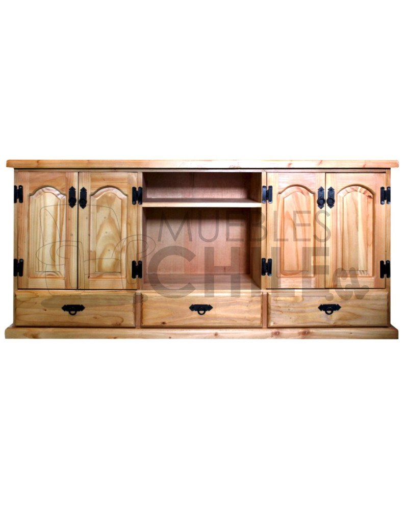 RACK RUSTICO 150CM PUERTA TALLADA