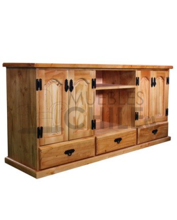 RACK RUSTICO 150CM PUERTA TALLADA