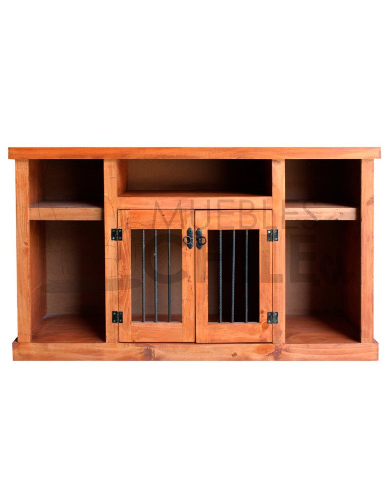 RACK RUSTICO 2 PUERTAS 120CM BARRA METAL