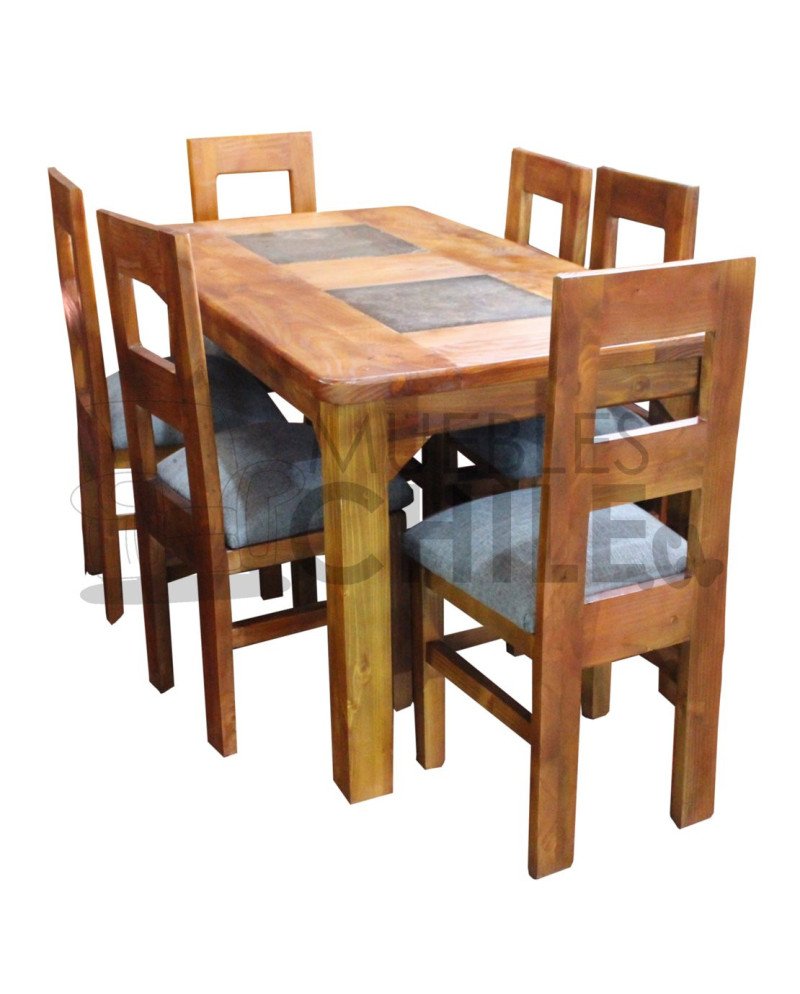Comedor Rústico 6 Sillas 160x90 cm Piedra – Muebles Chile