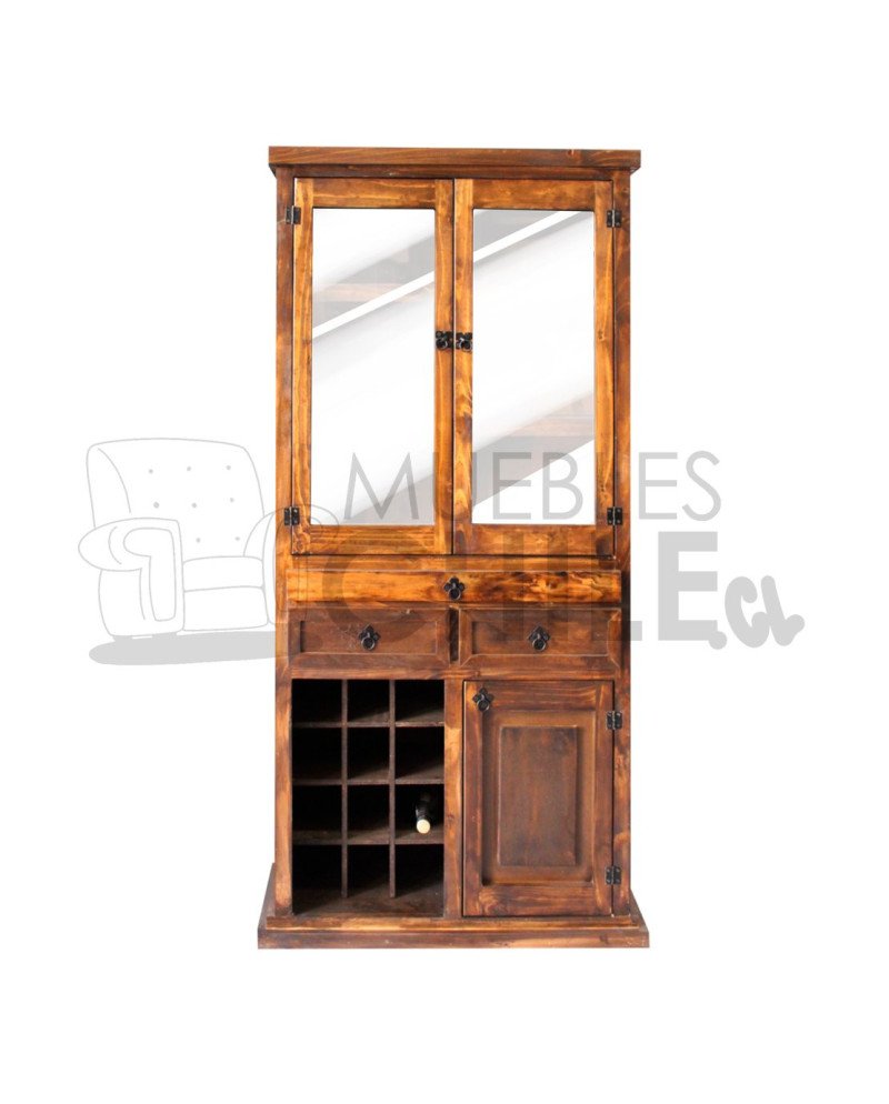 LICORERA 85CM RUSTICA PUERTA CON VIDRIO