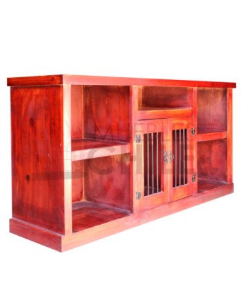 Rack rústico 150 cm 2 puertas con barra metálica – Muebles