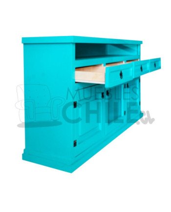 Rack vintage 150 cm con puertas y cajones – Muebles Chile