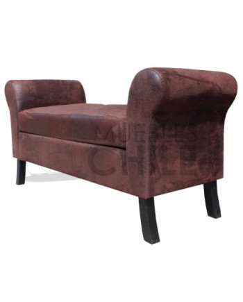BANQUETA BAUL BRAZO REDONDO CUERO BONDED