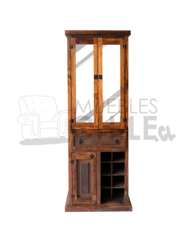 LICORERA 65CM RUSTICA PUERTA CON VIDRIO