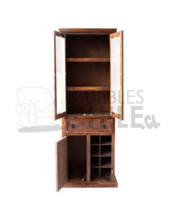 LICORERA 65CM RUSTICA PUERTA CON VIDRIO