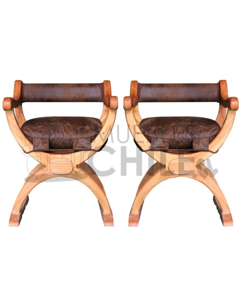 POLTRONA CURUL RUSTICO X2 CUERO