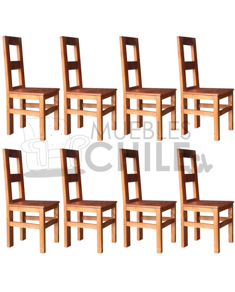 Silla Rústica Terraza x8 Pino Oregon | MueblesChile.cl