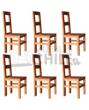 Silla Rústica Terraza x4 Pino Oregon | MueblesChile.cl