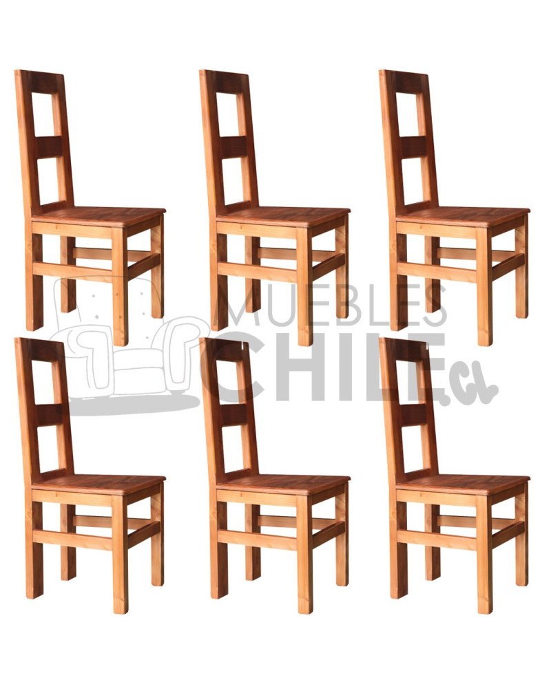 Silla Rústica Terraza x4 Pino Oregon | MueblesChile.cl