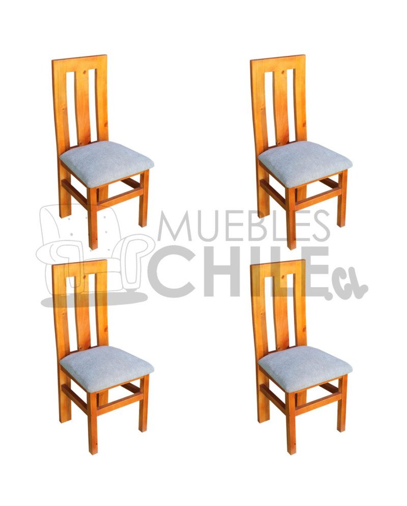 Silla Rústica Listón X4 Tapiz Lino | Estilo y Resistencia