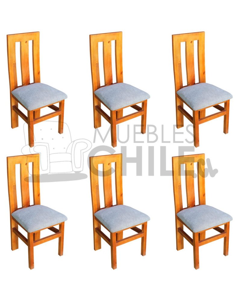 Silla Rústica Listón X6 Tapiz Lino | Estilo y Resistencia