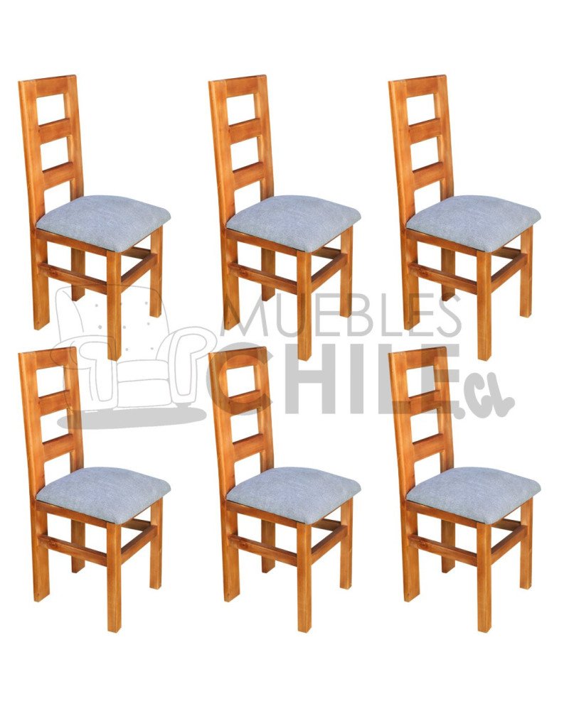 Silla Rústica Arboleda X6 Tapiz Lino | Muebles Chile