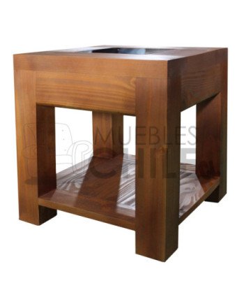 Mesa Lateral Rústica con Vidrio – Pino Oregón