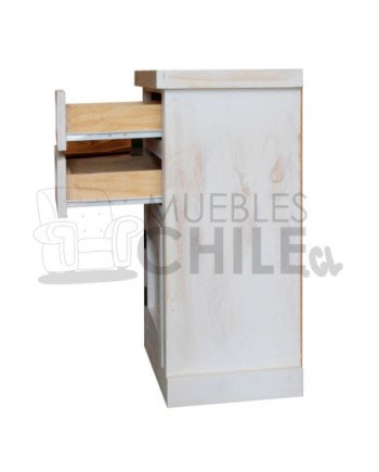 Velador Vintage Blanco 1 Puerta 2 Cajones – Muebles Chile