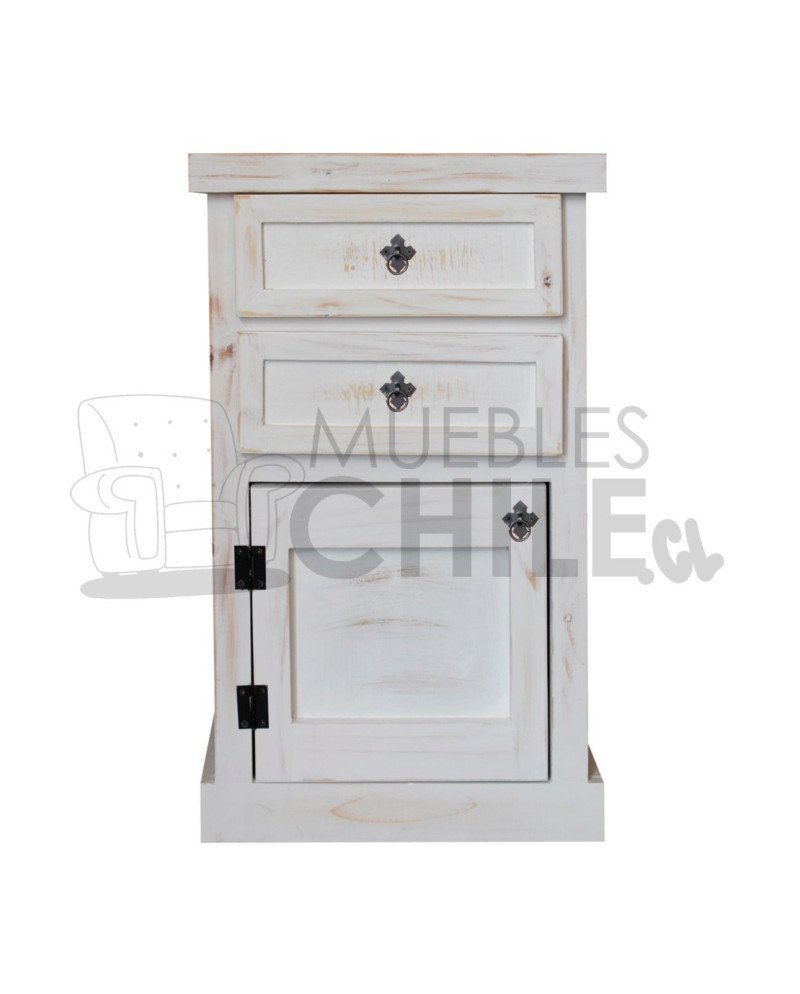 Velador Vintage Blanco 1 Puerta 2 Cajones – Muebles Chile