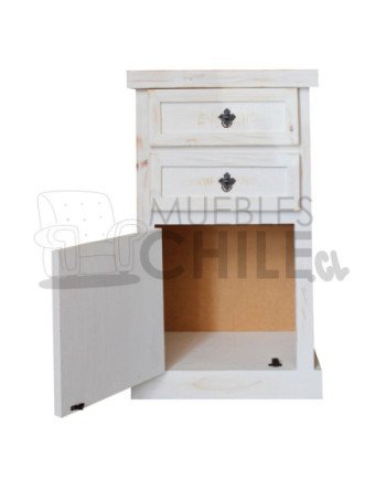 Velador Vintage Blanco 1 Puerta 2 Cajones – Muebles Chile