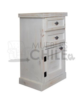 Velador Vintage Blanco 1 Puerta 2 Cajones – Muebles Chile