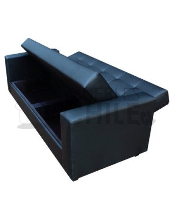 Sofá Cama Baúl Brazo Recto PU – Sofá Cama con Almacenamiento y Respaldo Reclinable