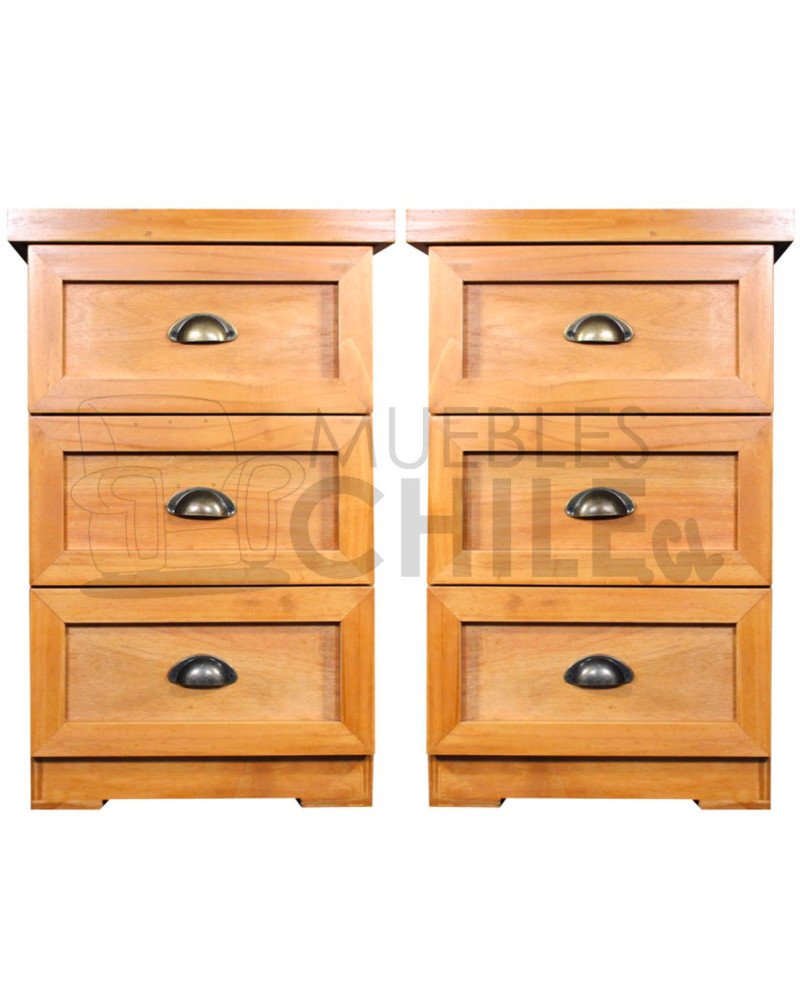 Par de veladores Rústicos 3 Cajones – Muebles Chile