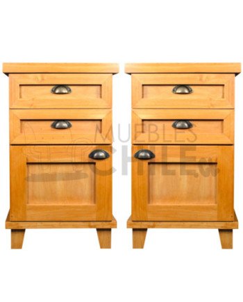 Velador Rústico 1 Puerta 2 Cajones Pata Alta – Muebles Chile