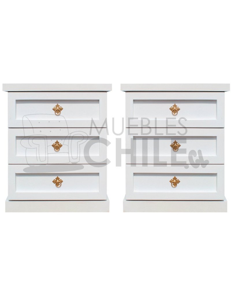 Velador Vintage 55cm Blanco 3 Cajones x2