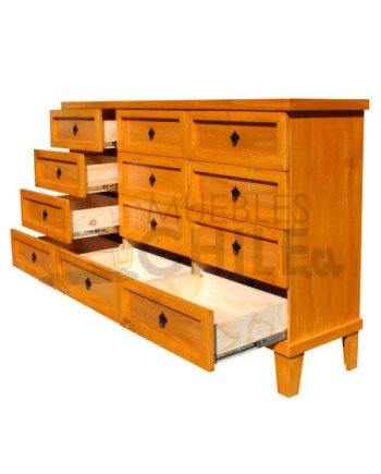 Cómoda Rústica con Riel Telescópico Metálico 180CM – Muebles Chile