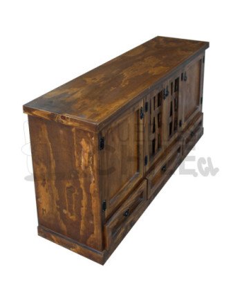 Rack rústico 150 cm Trilach – Pino tinturado | Muebles Chile