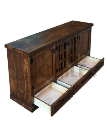 Rack rústico 150 cm Trilach – Pino tinturado | Muebles Chile