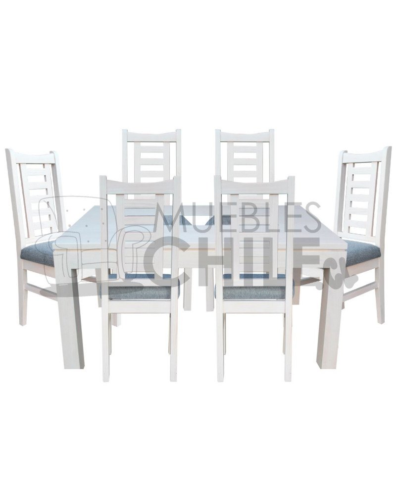 Comedor blanco 6 sillas 160cmx90cm