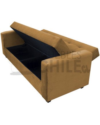 SOFA CAMA BAUL BRAZO RECTO FELPA