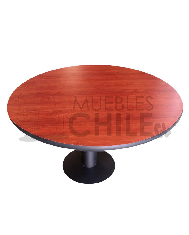 Mesa de reuniones redonda melamina con base metálica