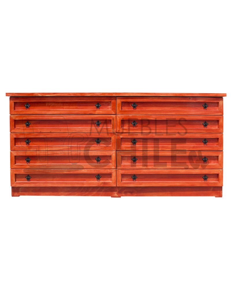 Cómoda Rústica con Riel Telescópico Metálico 200CM – Muebles Chile