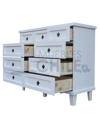 Comoda Vintage Blanca en Pino y Terciado 120cm– Muebles Chile