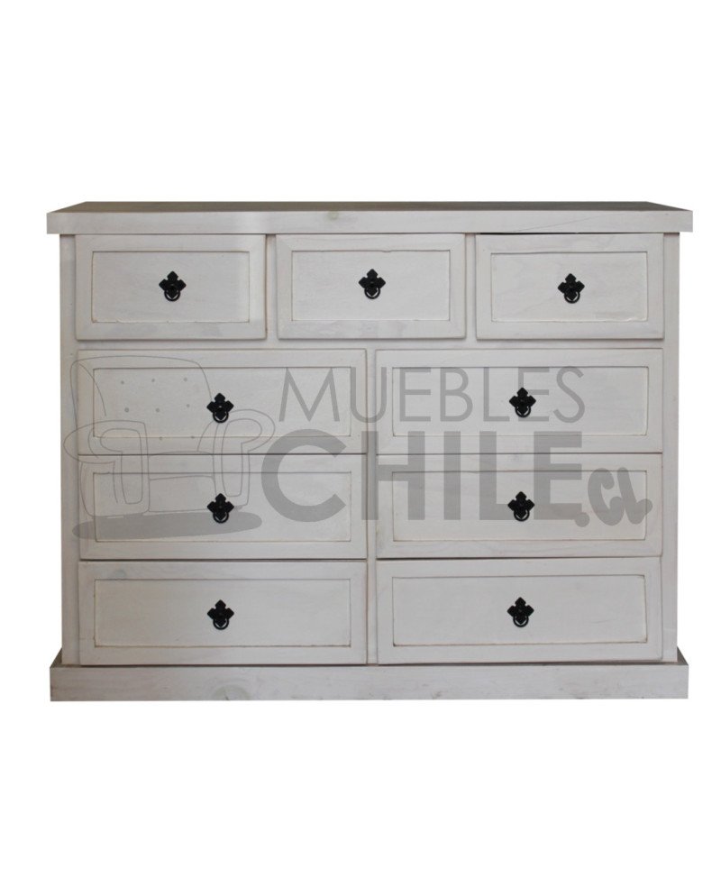 Comoda Vintage Blanca en Pino y Terciado 120cm– Muebles Chile