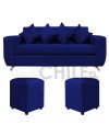 Sofá Espacio 3 Cuerpos con 2 Pouf Felpa – Sofá Amplio y Moderno para Living