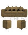 Sofá Espacio 3 Cuerpos con 2 Pouf Felpa – Sofá Amplio y Moderno para Living