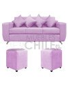 Sofá Espacio 3 Cuerpos con 2 Pouf Felpa – Sofá Amplio y Moderno para Living