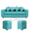 Sofá Espacio 3 Cuerpos con 2 Pouf Felpa – Sofá Amplio y Moderno para Living
