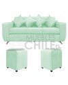 Sofá Espacio 3 Cuerpos con 2 Pouf Felpa – Sofá Amplio y Moderno para Living