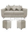 Sofá Espacio 2 Cuerpos con 2 Pouf Felpa – Sofá Amplio y Moderno para Living