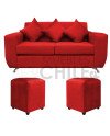 Sofá Espacio 2 Cuerpos con 2 Pouf Felpa – Sofá Amplio y Moderno para Living