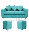 Sofá Espacio 2 Cuerpos con 2 Pouf Felpa – Sofá Amplio y Moderno para Living