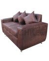 Sofá Espacio 2 Cuerpos con 2 Pouf Cuero Bonded – Sofá Moderno y Resistente para Living