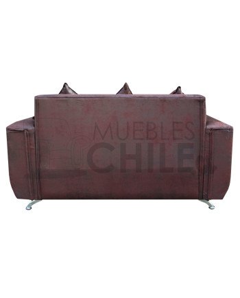 Sofá Espacio 2 Cuerpos con 2 Pouf Cuero Bonded – Sofá Moderno y Resistente para Living