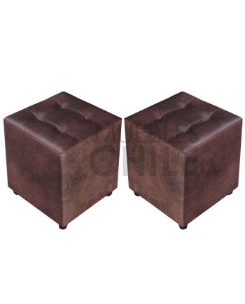 Sofá Espacio 2 Cuerpos con 2 Pouf Cuero Bonded – Sofá Moderno y Resistente para Living