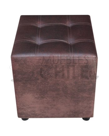 Sofá Espacio 2 Cuerpos con 2 Pouf Cuero Bonded – Sofá Moderno y Resistente para Living