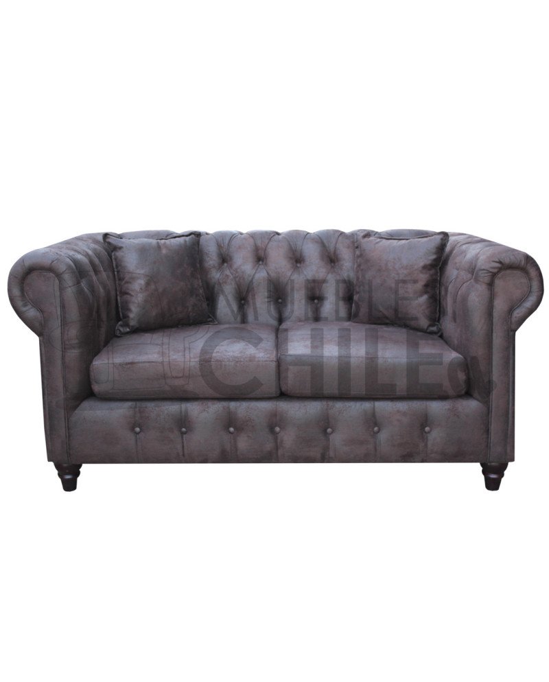 SOFA CHESTERFIELD 2 CUERPOS CUERO BONDED